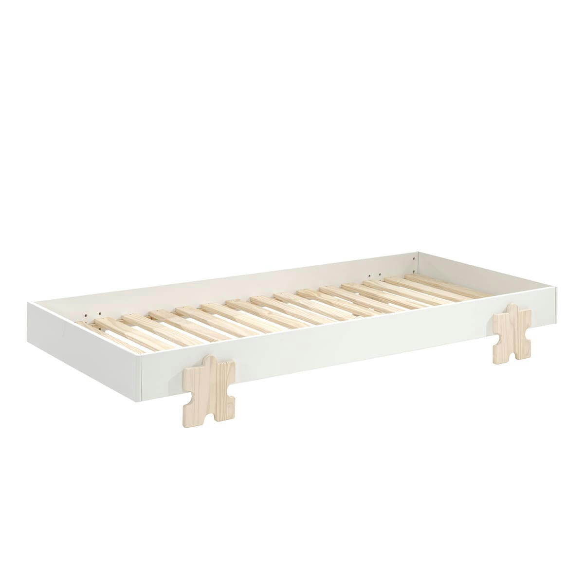 MODULO - Lit empilable 90x200 sommier inclus blanc