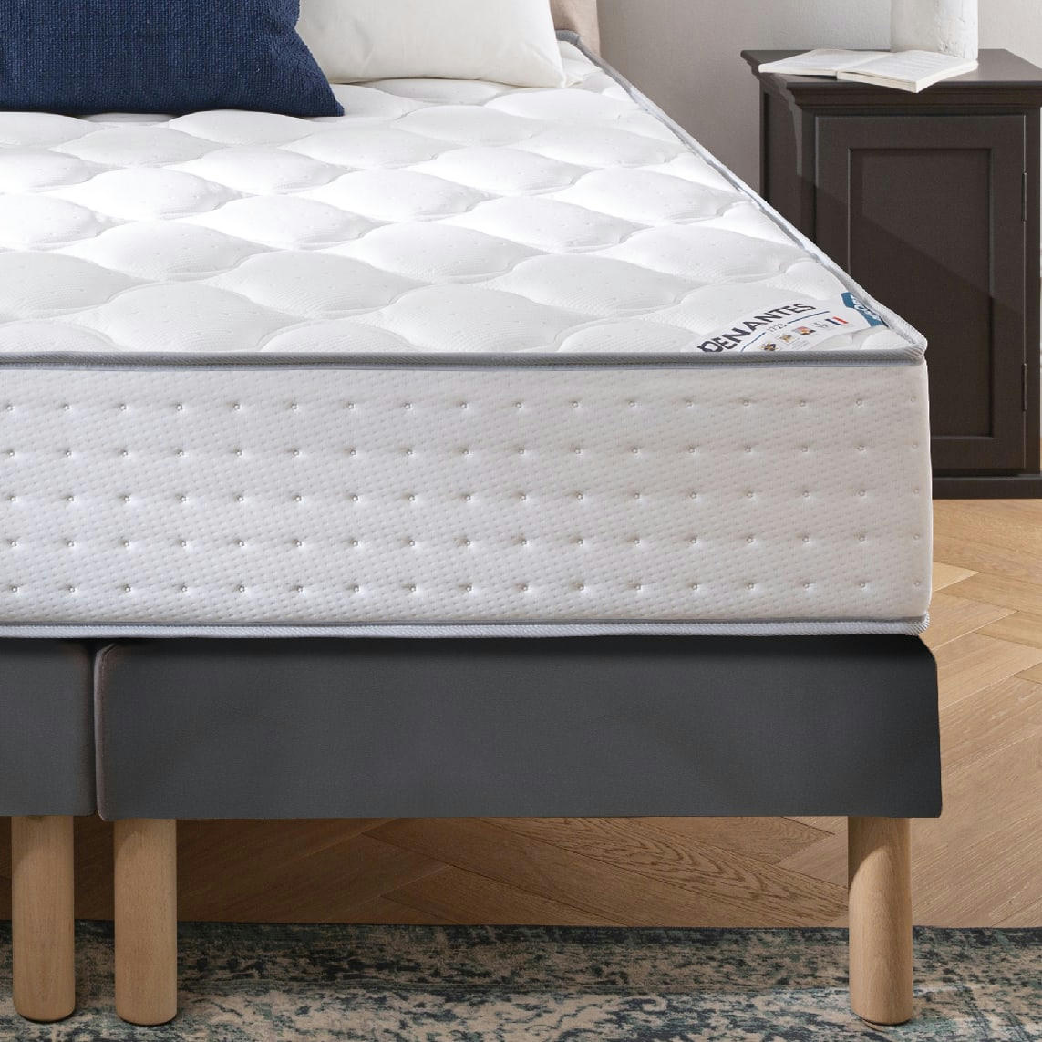 LUXE SIMILICUIR - Sommier similicuir gris anthracite 90x200 cm