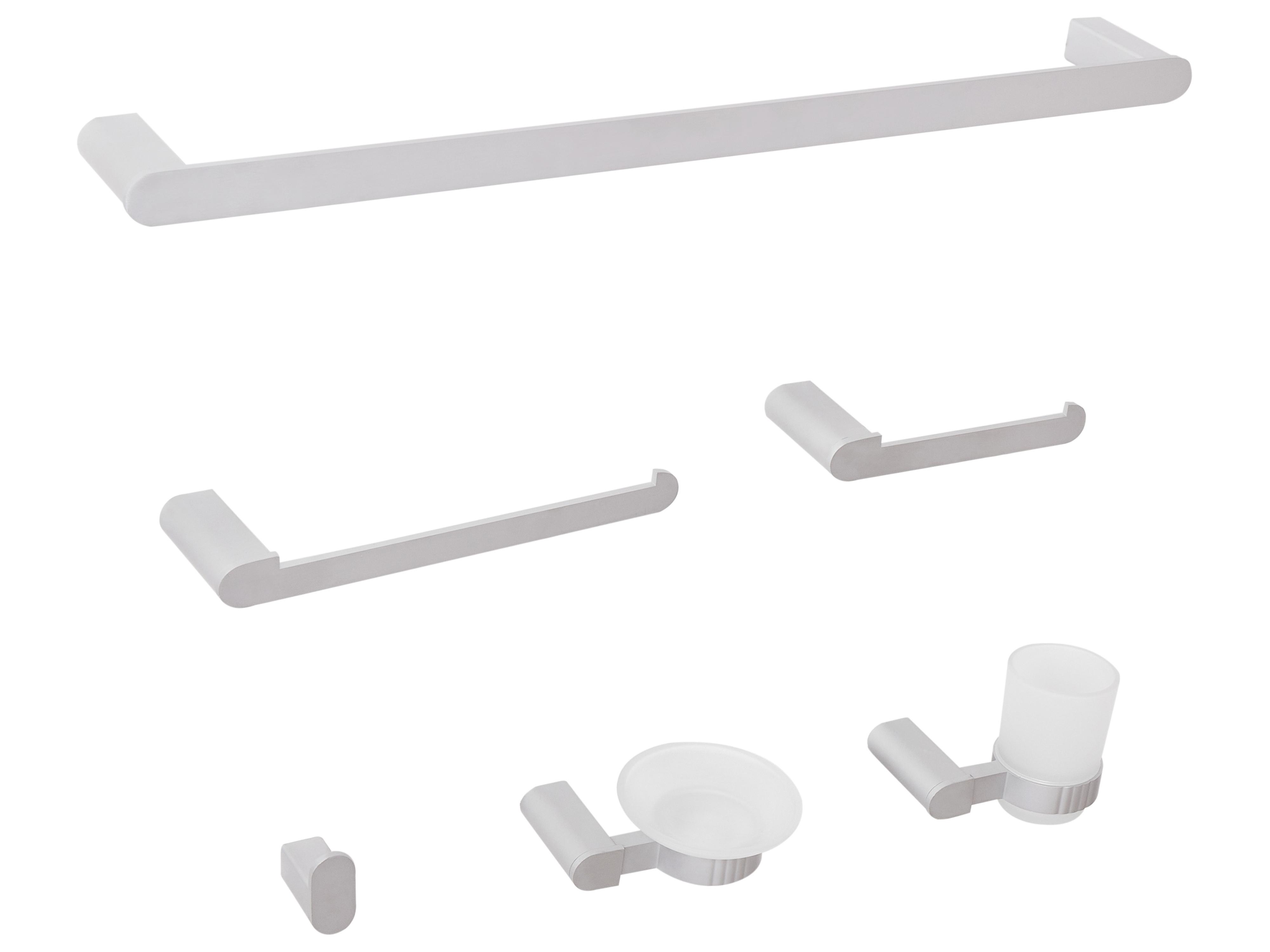 6-Piece Bathroom Hardware Set PARACAS with Towel Bars and Hooks Silver