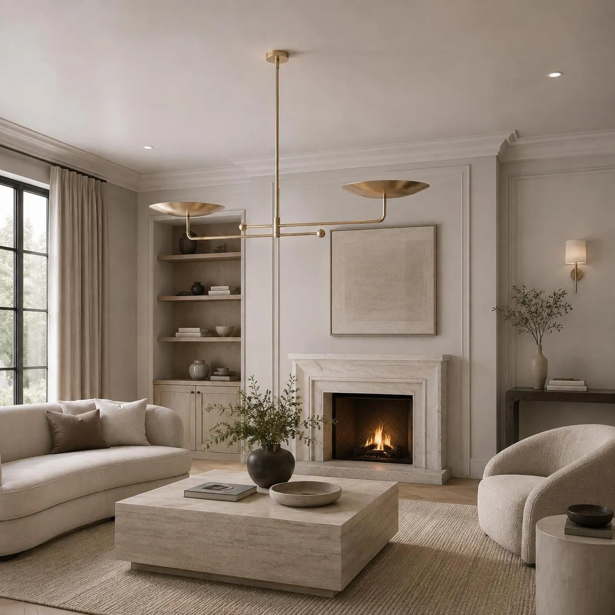 2-Light Linear Chandelier | Modern Brass Pendant Light | Adjustable Rotatable Arms | Dining Room & Kitchen Island Lighting