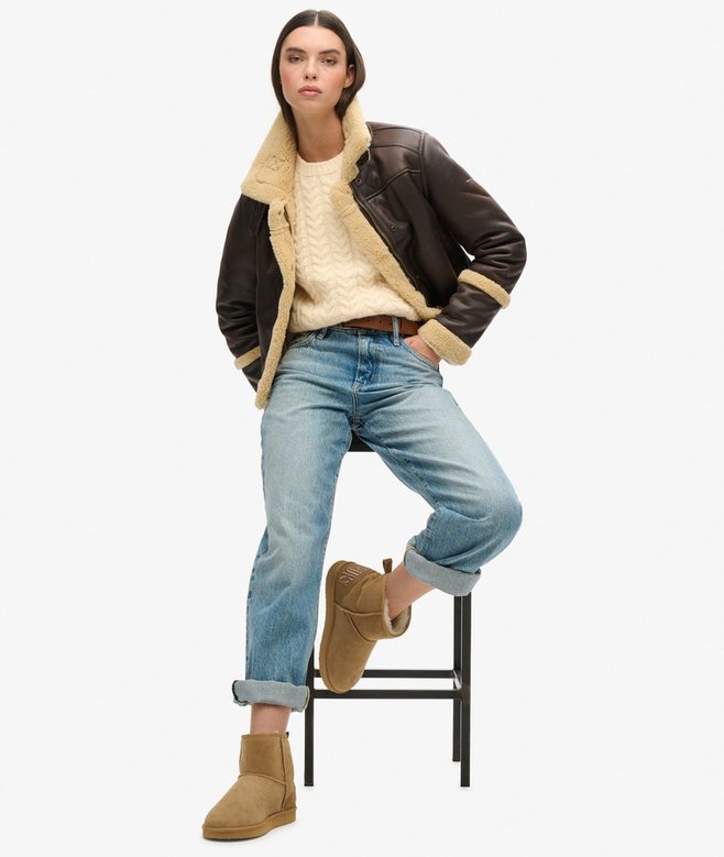 Suede Sherpa Ankle Boots