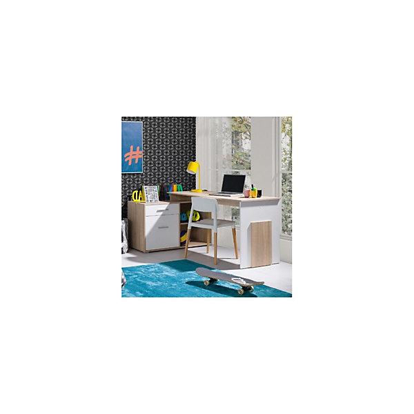 Bureau dangle - chene clair et blanc - Collection COMO