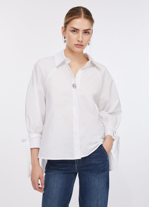 Camicia in cotone con laccetti