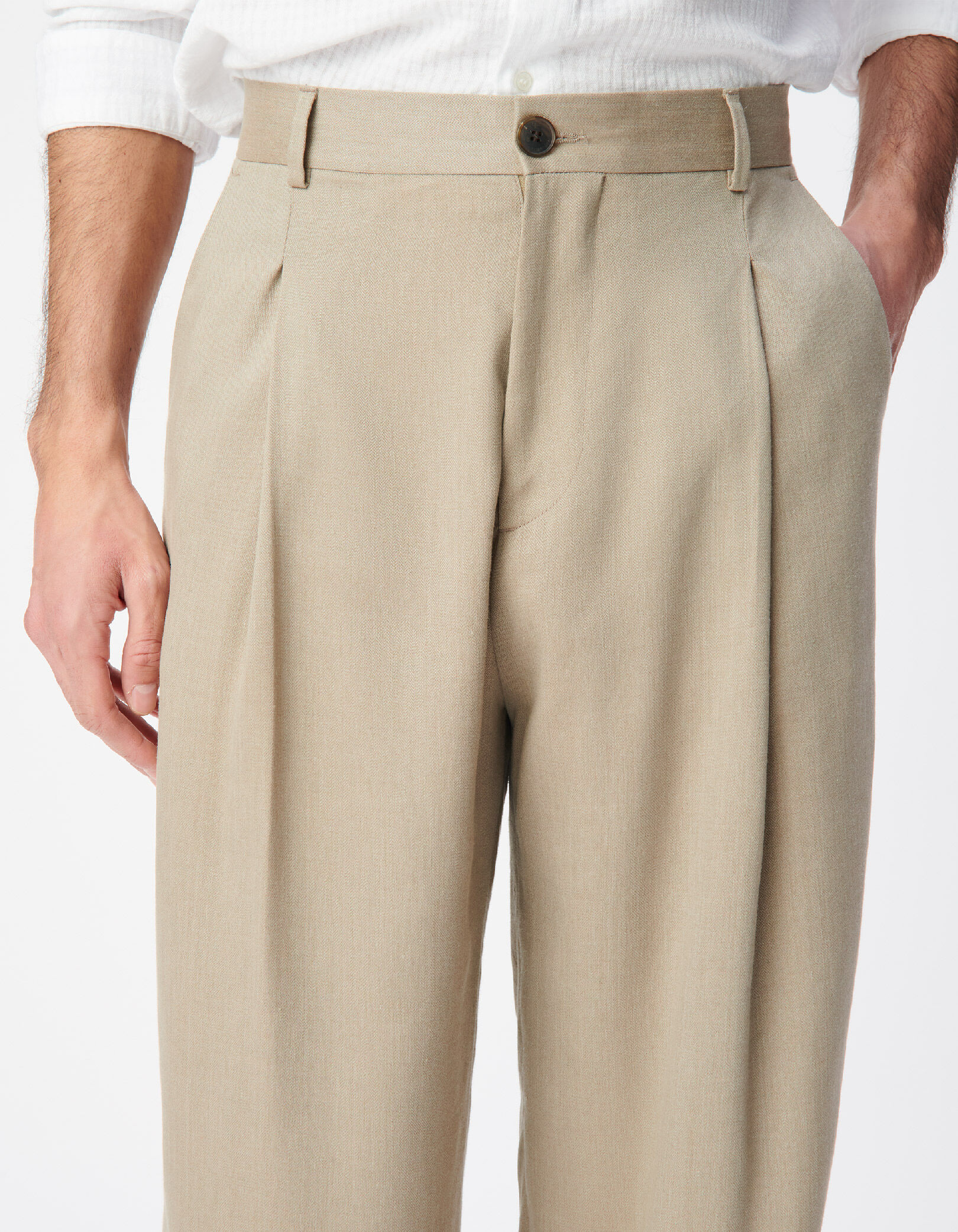 Pantalon de costume beige foncé lin mélangé Homme