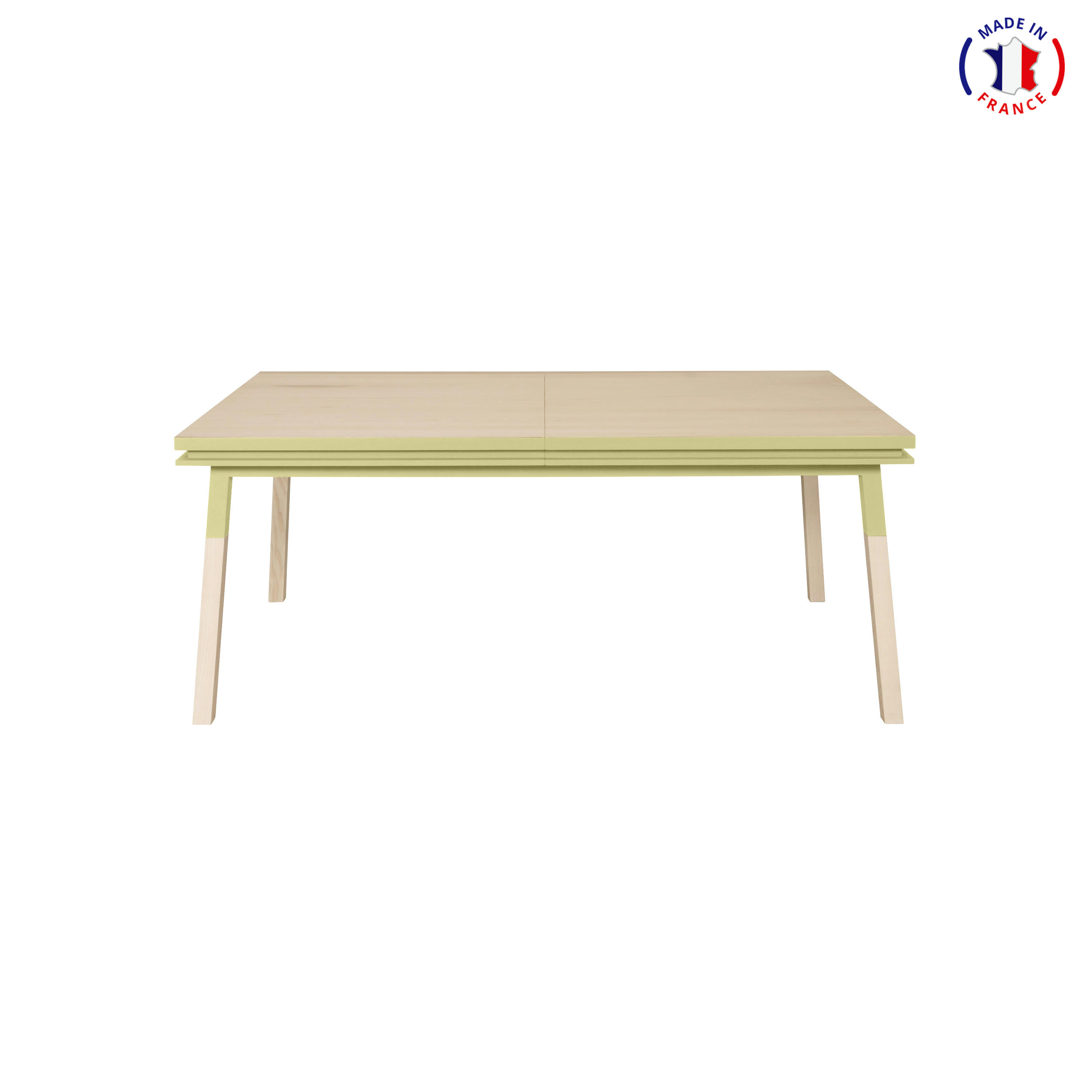 EGEE - Table 180x100 cm en frêne massif, 2 rallonges gris chocolat tanis