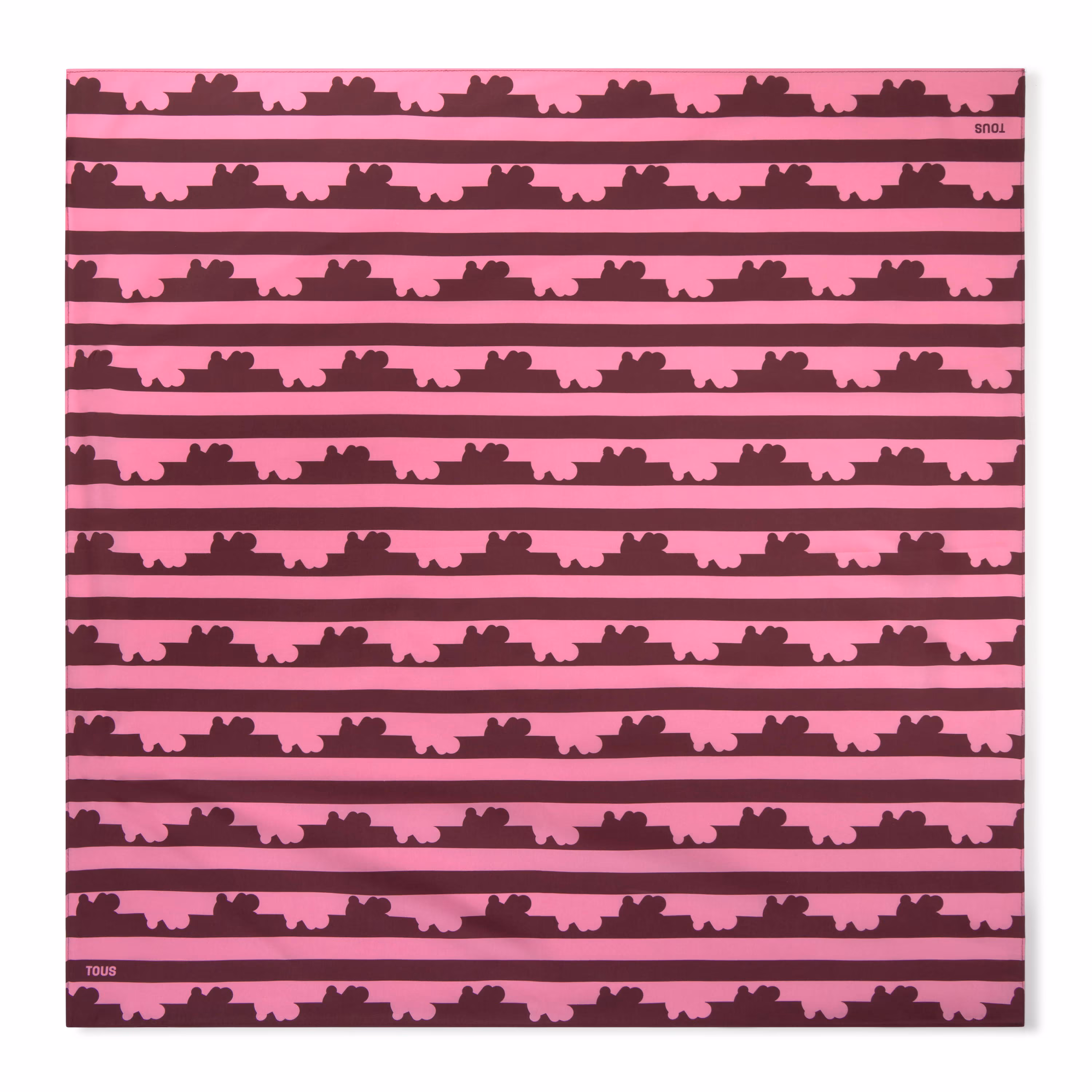 Pañuelo de seda burdeos y rosa TOUS Bear Stripes