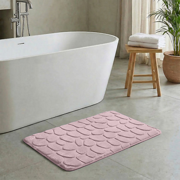 MSV Tapis de bain Microfibre PEBBLE 50x80cm Rose Pastel