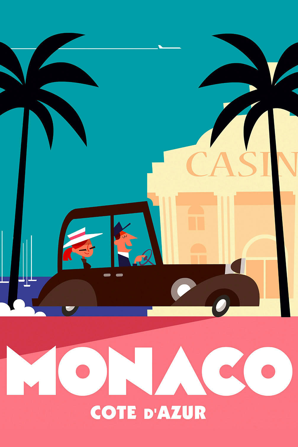 - Tableau voyage à monaco imprimé sur toile 80x120cm