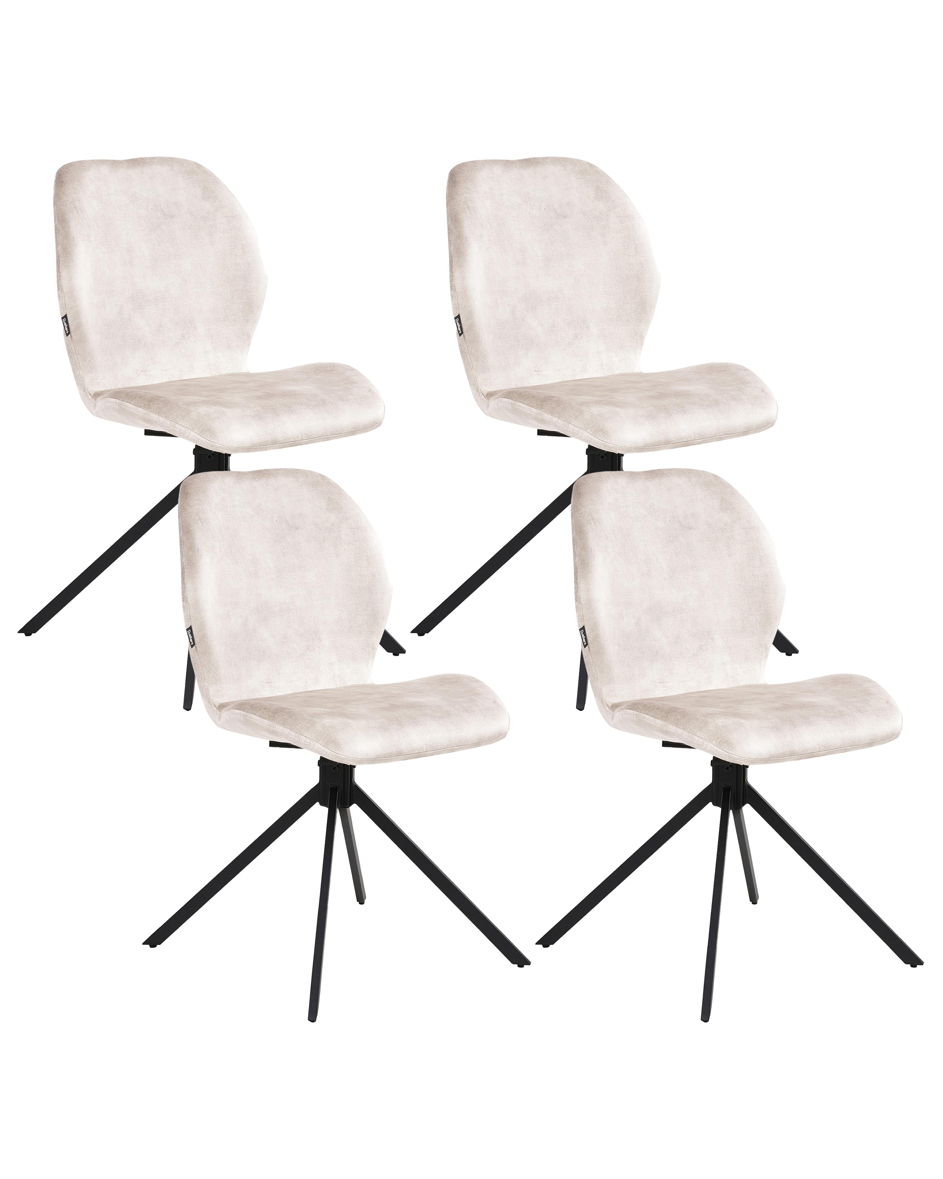 Set of 4 Dining Chairs Swivel MORRISON Velvet Light Beige