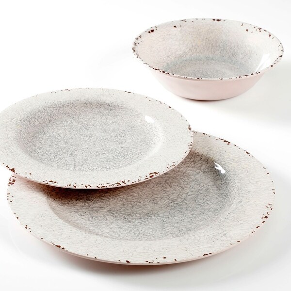 Gibson Studio California Mauna 12-Piece Durable Melamine Dinnerware Set (2 Pack)