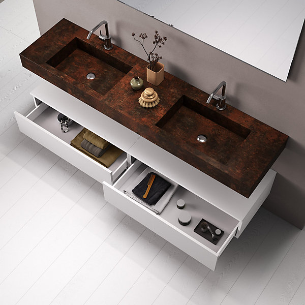 Ensemble de salle de bain 7 pièces ASTRA corten/Blanc