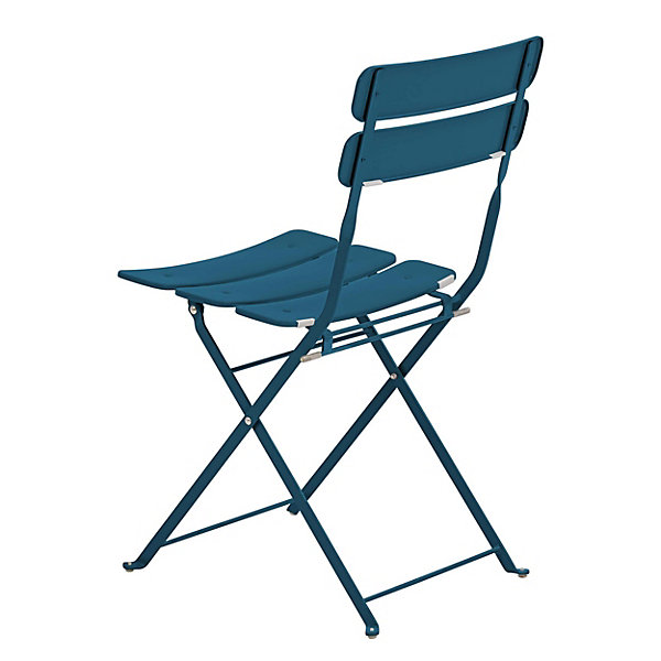 Lot de deux chaises pliantes en acier bleu pacificOviala