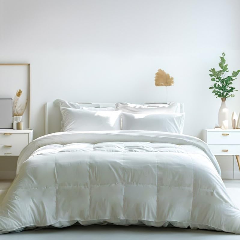 linens delight Highland Feather Summer Lightweight Airy White Down Comforter with 300 Thread Count Tencel Organic Cotton Shell Luxurious Soft Duvet Insert Manufactured in Canada (800 Loft, Full)