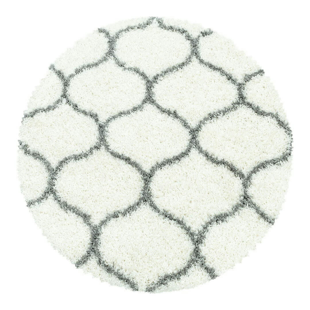 LOKALT - Tapis géométrique baroque en polypropylène crème Ø 120