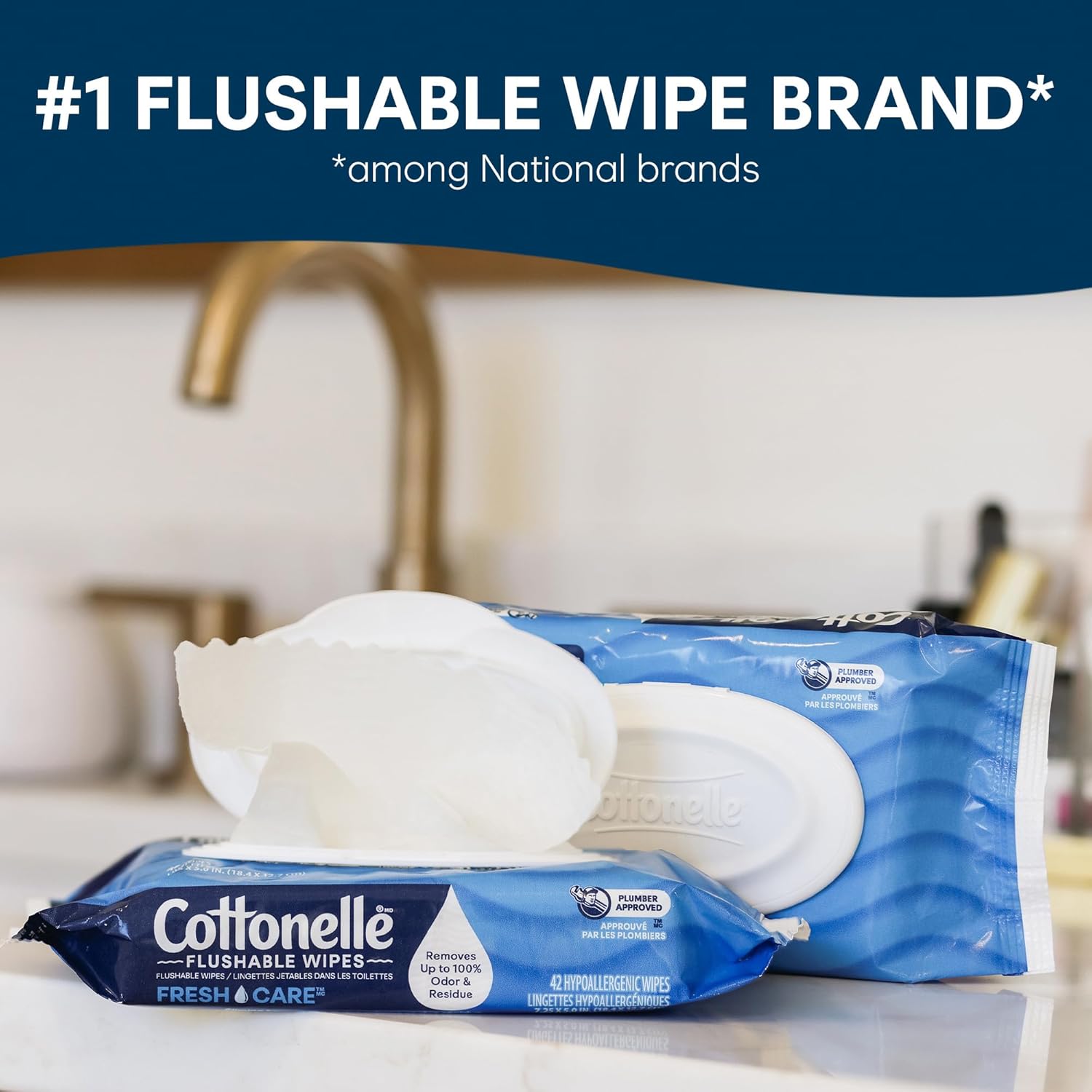 Cottonelle Fresh Feel Flushable Wet Wipes, 42 Wipes Per Pack