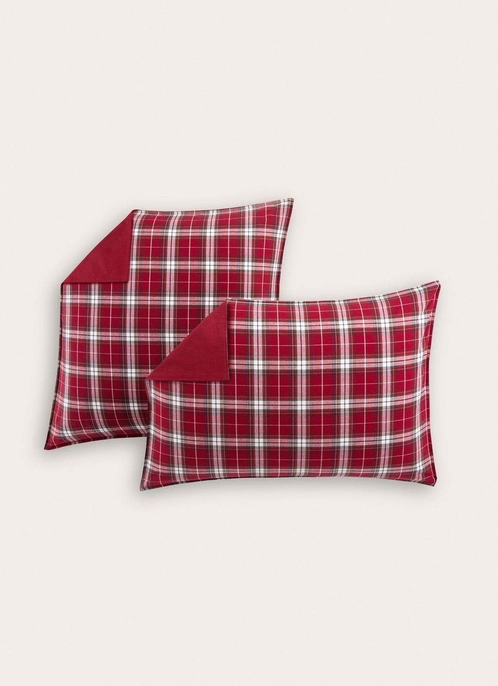 LOT DE 2 TAIES à CARREAUX TISSÉ TEINT TORQUHIL ROUGE