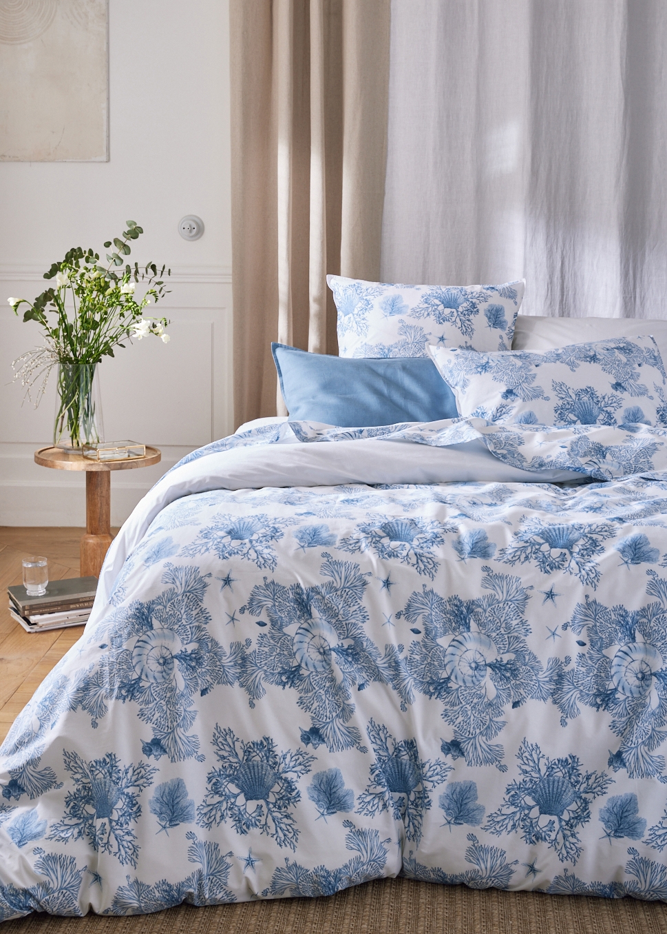 HOUSSE DE COUETTE PERCALE DE COTON CIEL