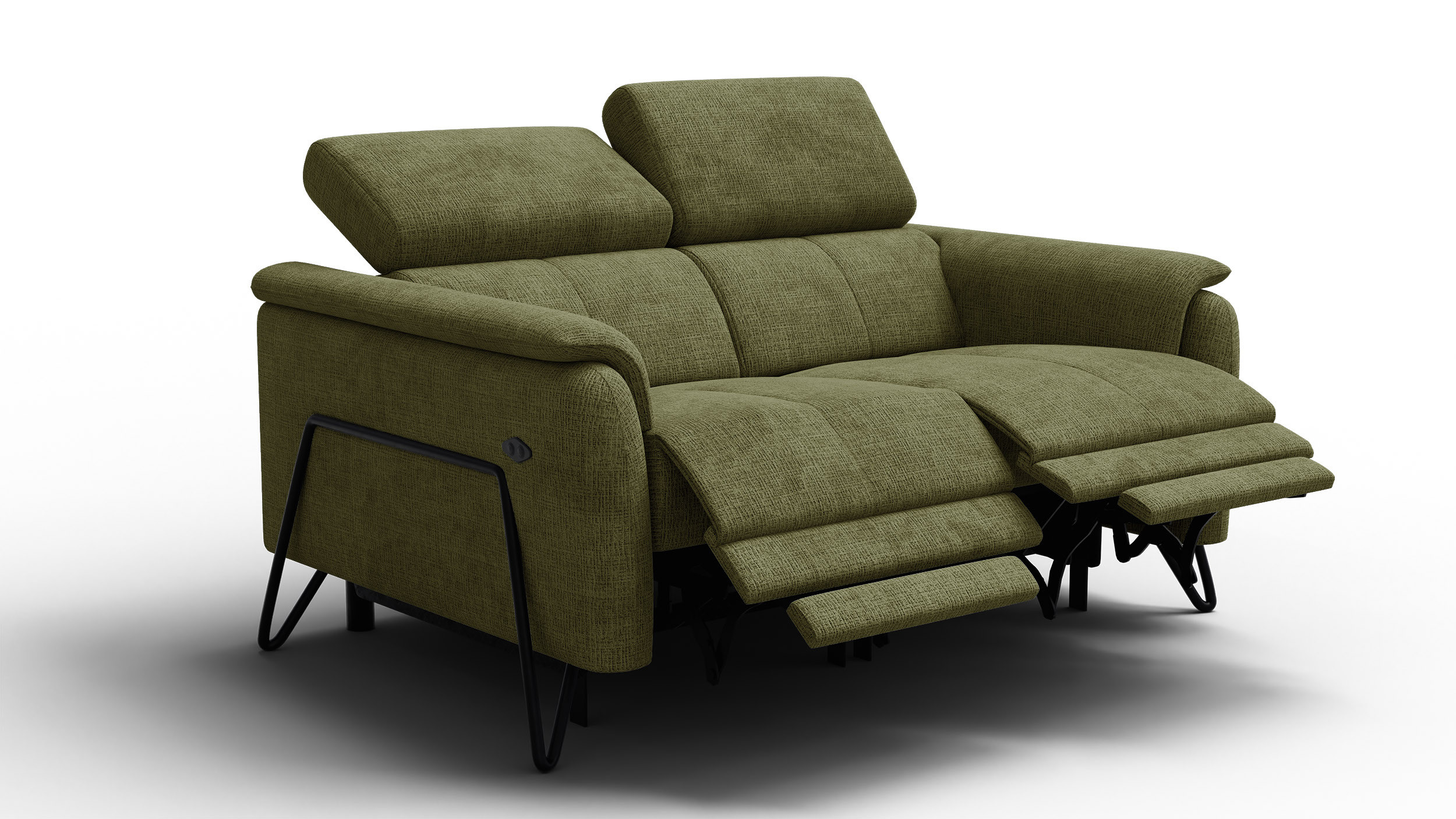 Sofa 2 osobowaRODEN, 2 x Relax Zero Gravity, oliwkowa