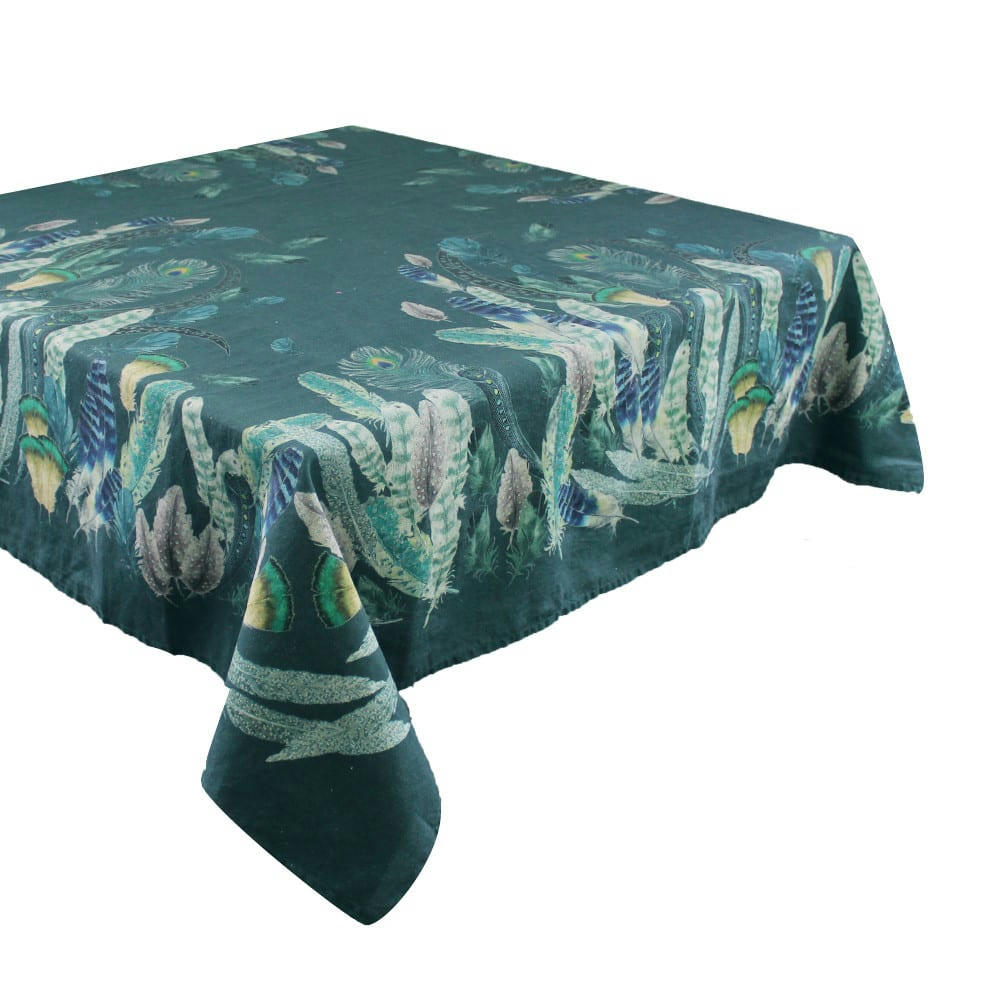 PANACHE CANARD - Nappe carrée  métis lin & coton vert 115x115 cm