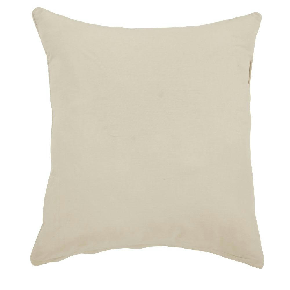 - Coussin en velours de coton beige motif surpiqué 60x60