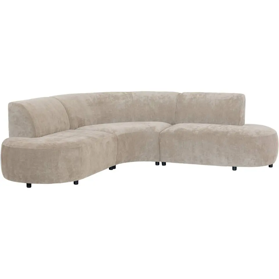 Hoekbank Luna rond - stof Rebel - beige