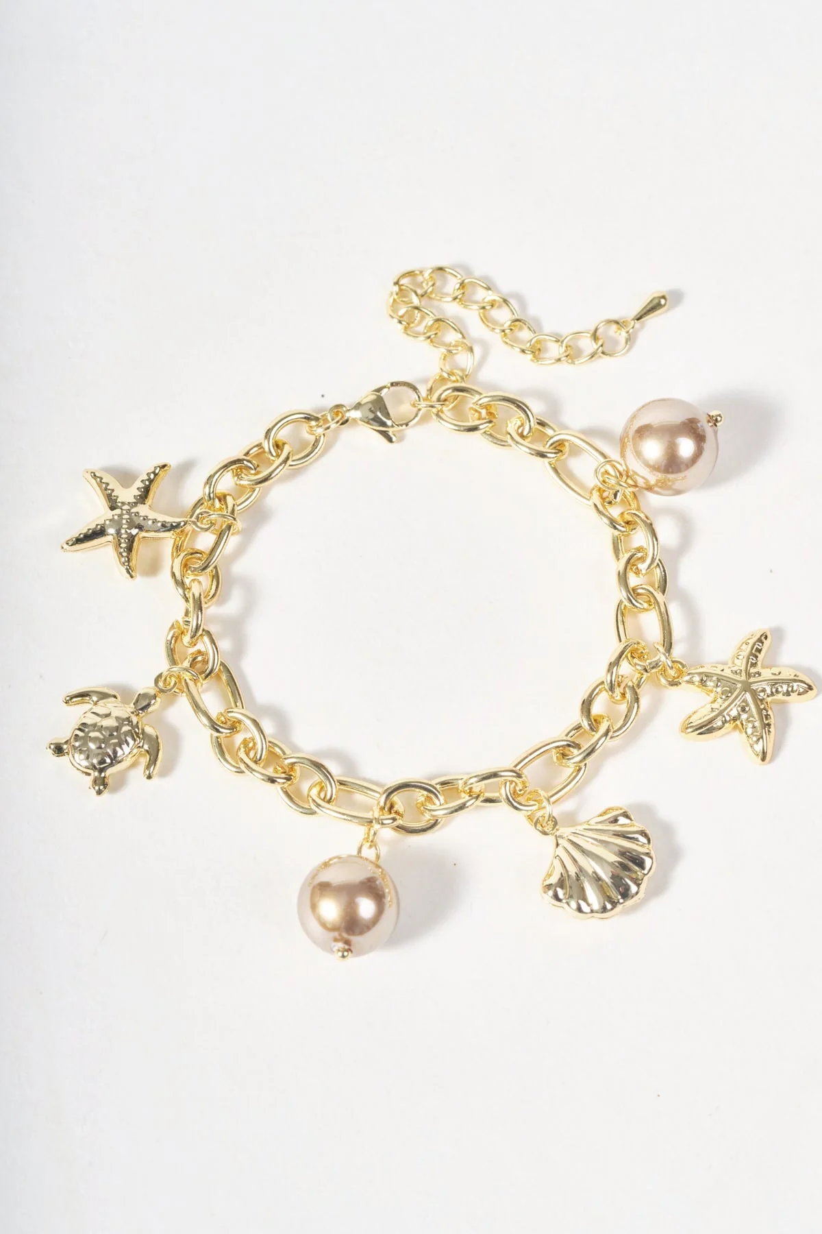 Gold Sealife Charm Bracelet