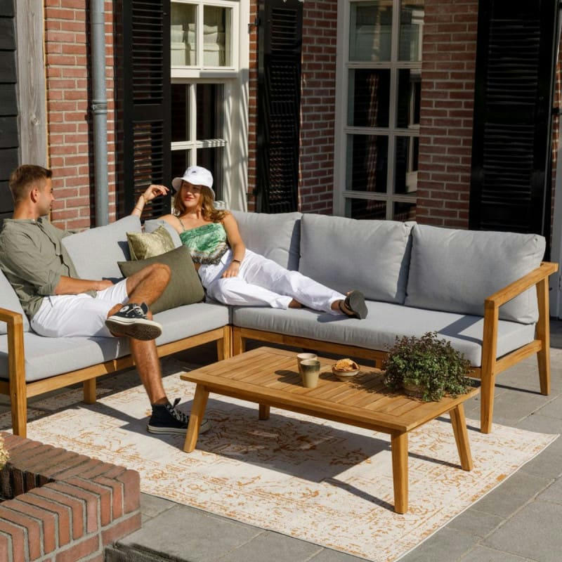 LUCCA - Salon de jardin d’angle 5 places en teck