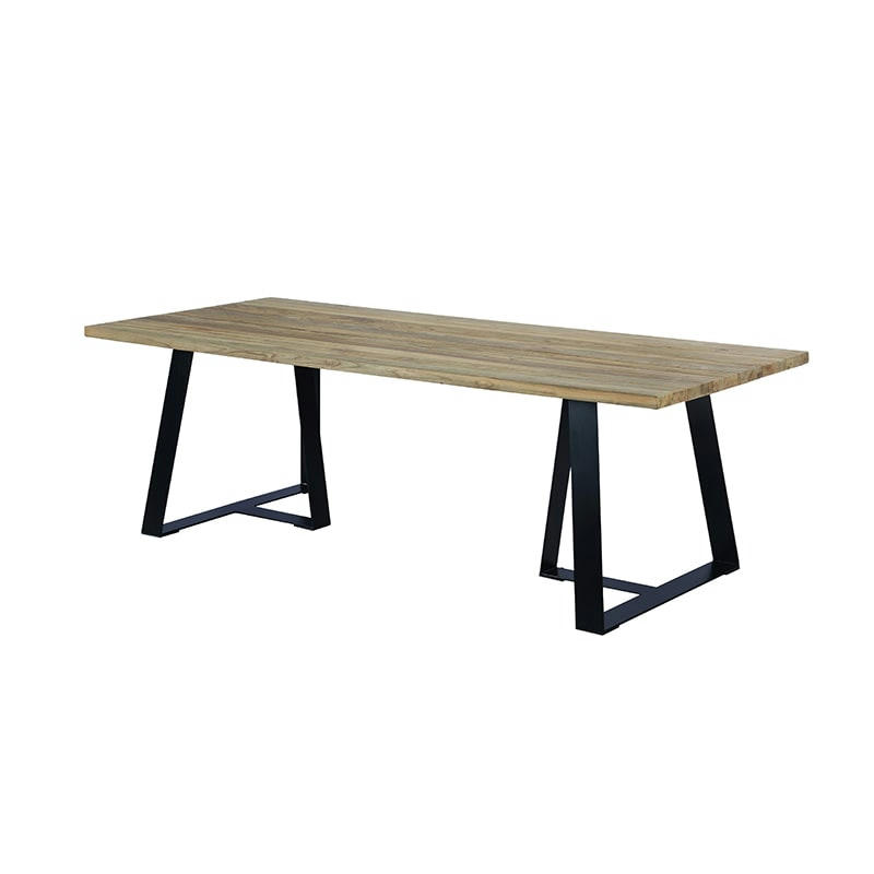 ORSAY - Table métal anthracite et teck recyclé 240 x 100 cm