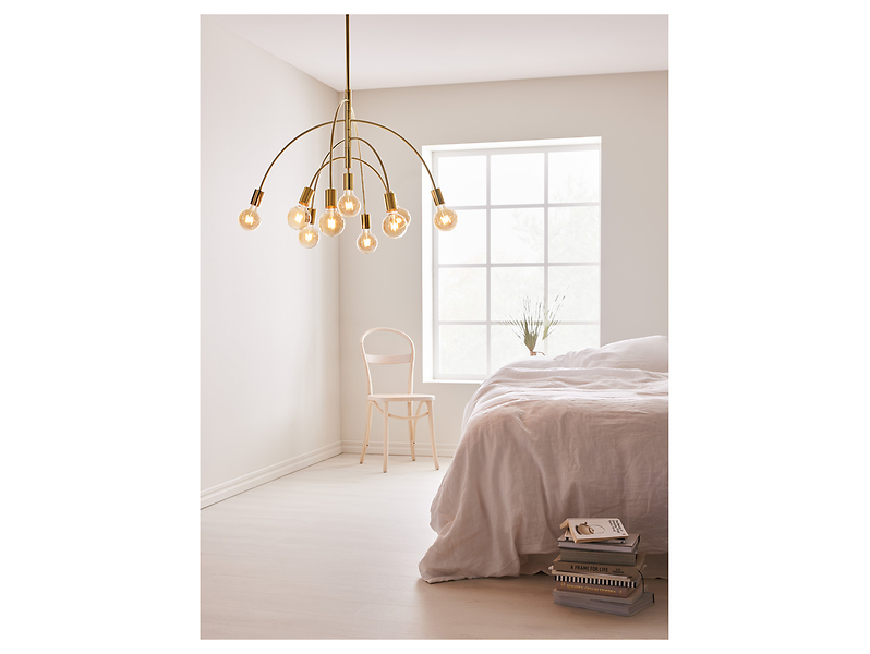 Lampa wisząca Lavello 9-punktowa metalowa złota