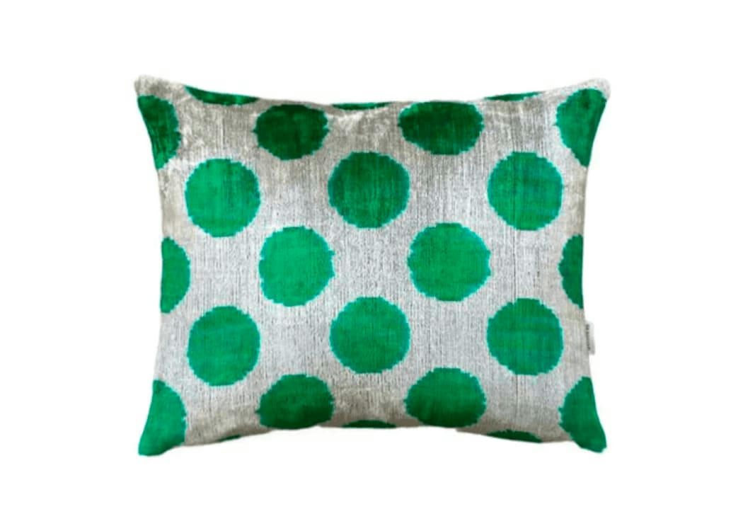 - Housse de coussin velours de soie ikat  40x50 vert