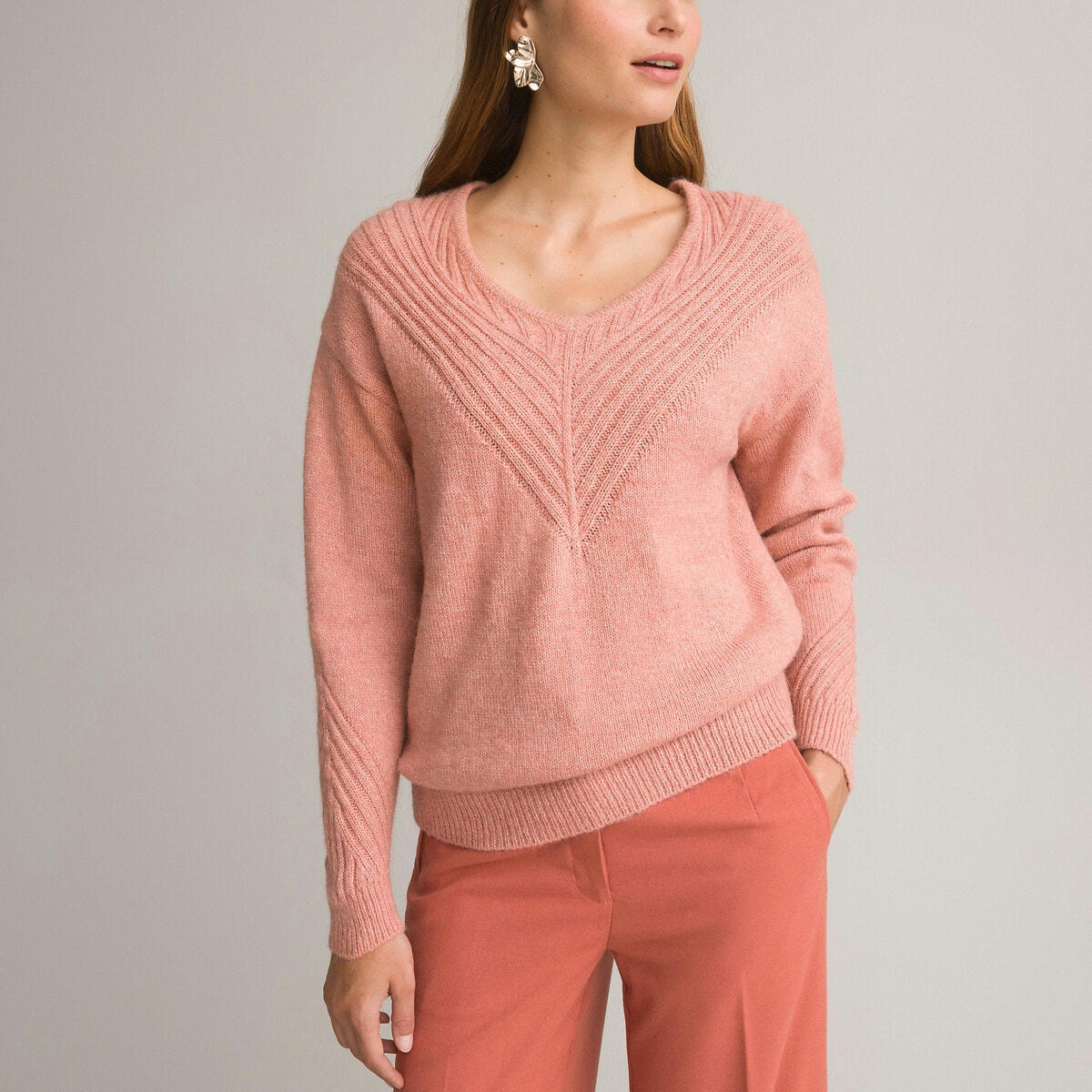 Pull col V, en fine maille
