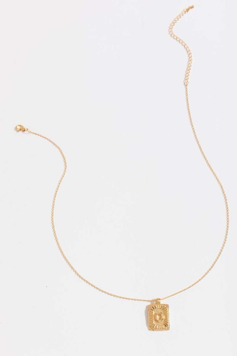 Initial ID Tag Pendant Necklace