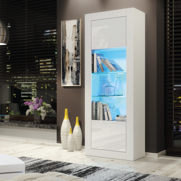 Witryna 170cm ONE FURNITURE - Biały Laminat & Połysk
