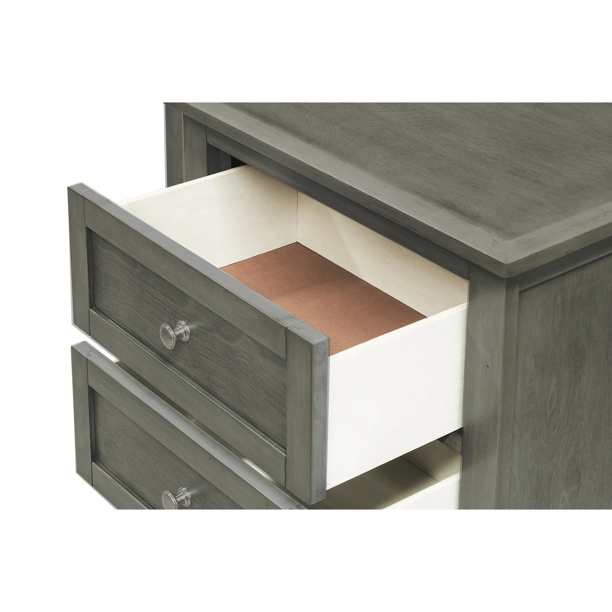 Cool 1pc Nightstand of Drawers Brushed Nickel Tone Knobs Transitional Style Bedroom Furniture