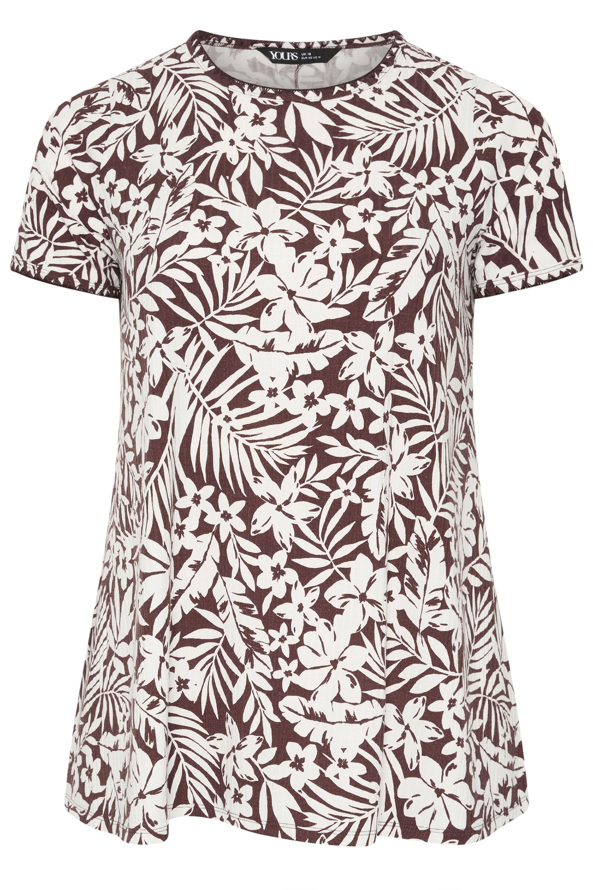 Yours Leaf Contrast Stitch Swing T-Shirt