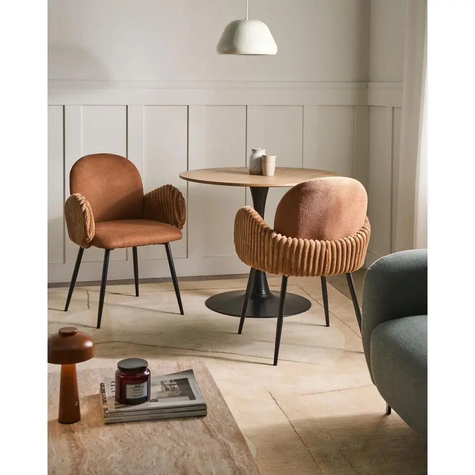 AMITY - Eetkamerstoel set van 2 - Bruin - Polyester