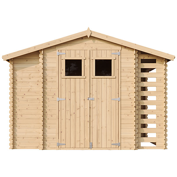 Abri de jardin en bois et range bûches AVEC SOL TRAITé - 3,53   0,97 0,97 m2 - M389 M389G - Timbela