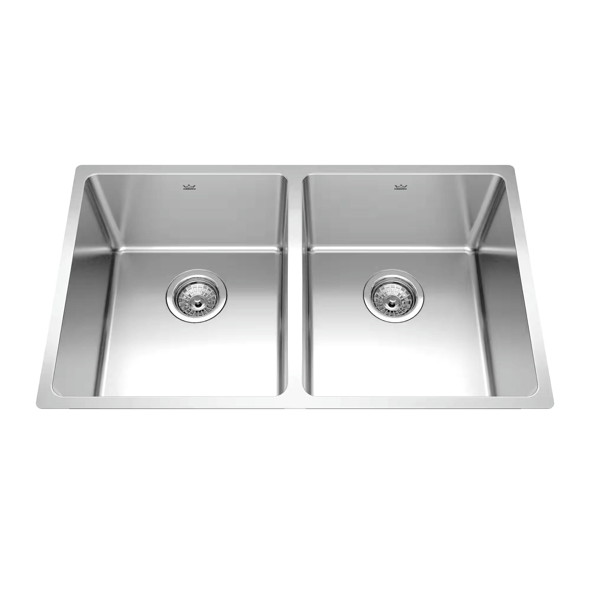 Kindred Brookmore Undermount Double Bowl Kitchen Sink, 30.5-in x 18.1-in x 9-in. Stainless Steel