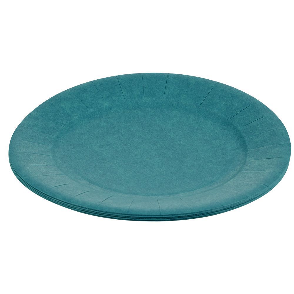 Lot de 10 assiettes en carton bleu canard Ø18 cm