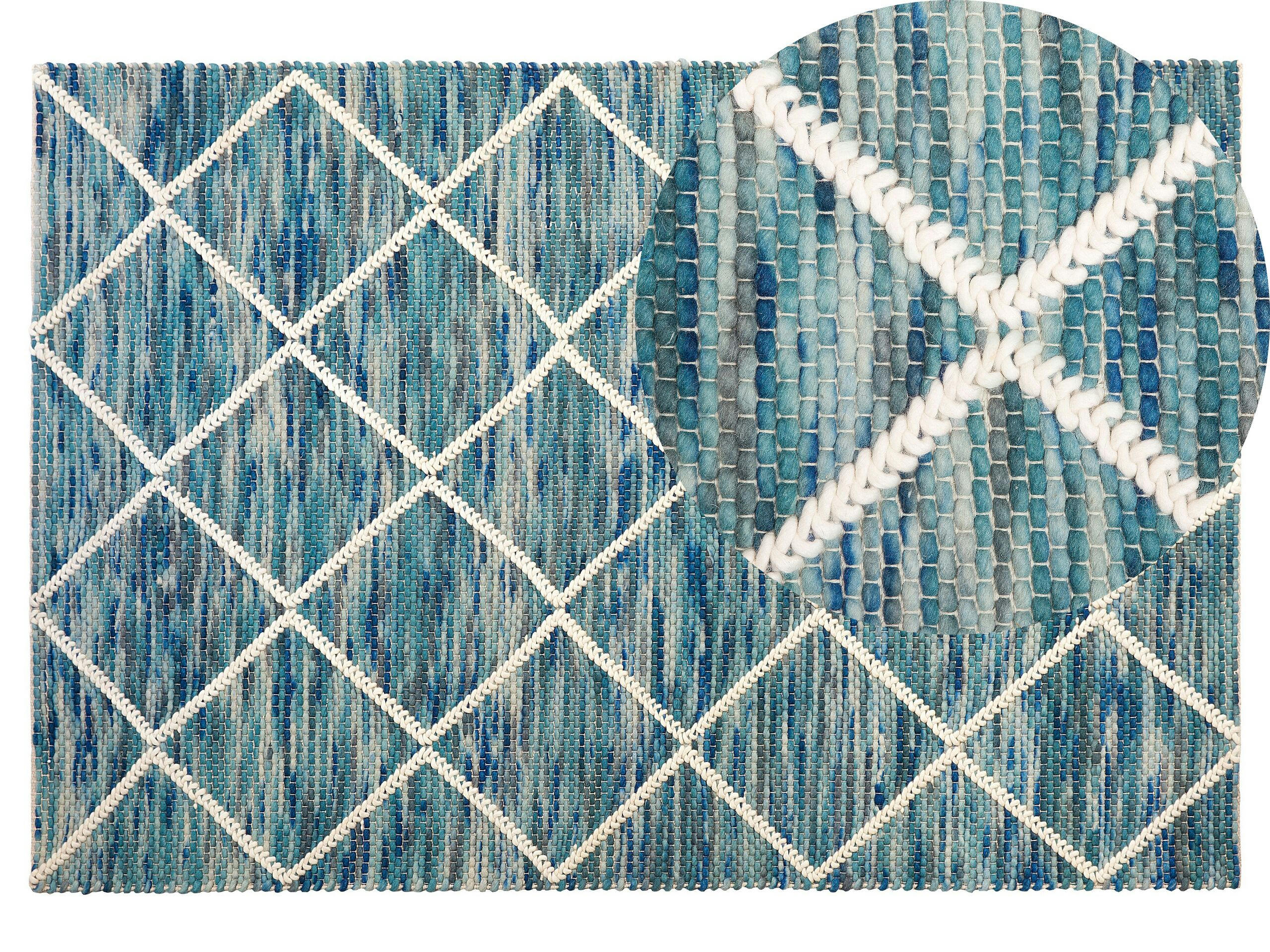 BELENLI - Tapis en tissu bleu 200x140cm