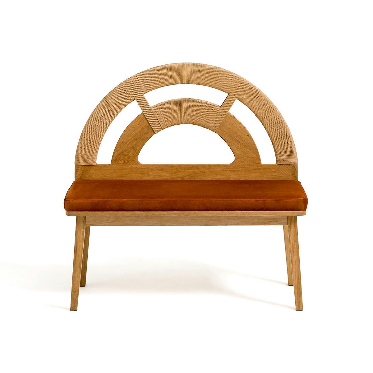 Banc d’entrée en chêne et corde de papier, Menorca