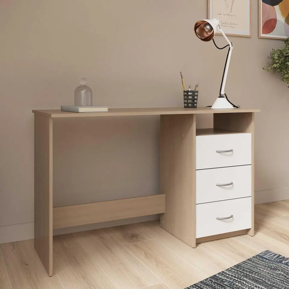 Bureau Arieke-geborstelde eik/wit