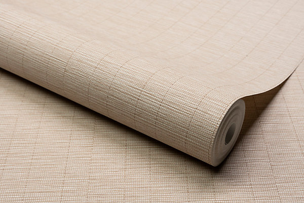 Papier peint vinyle intissé uni texturé beige L.1005 x l.53cm Grandeco, Bamboo
