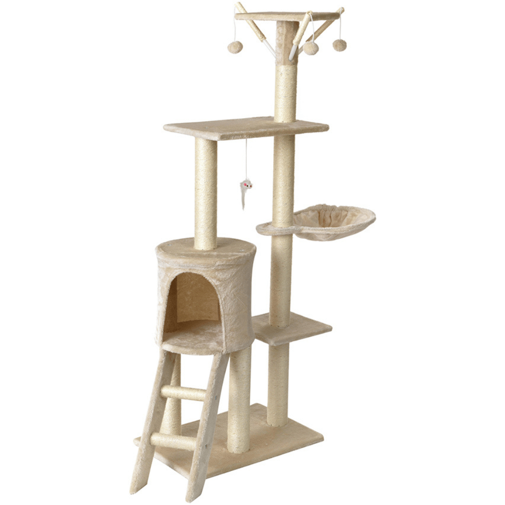 Drapak dla kota wieża legowisko domek drabinka kocie drzewko FUNFIT 139 cm