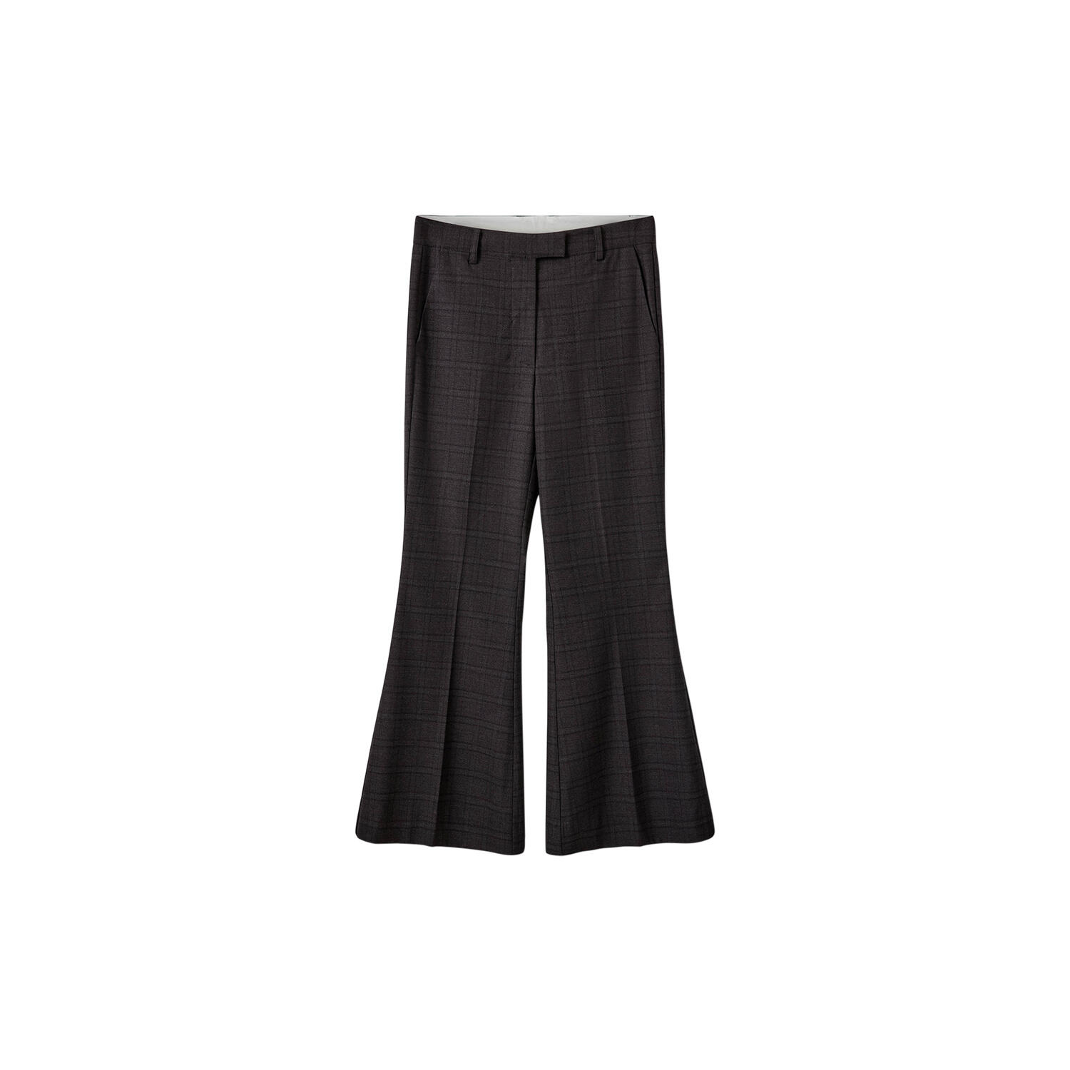 FLARISSW CHECKED FLARED TROUSERS, grey check