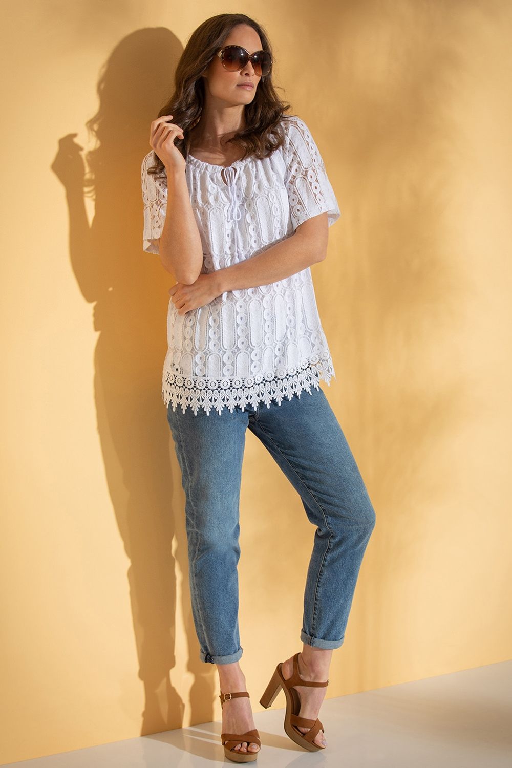 Klass. Short Sleeve Lace Top