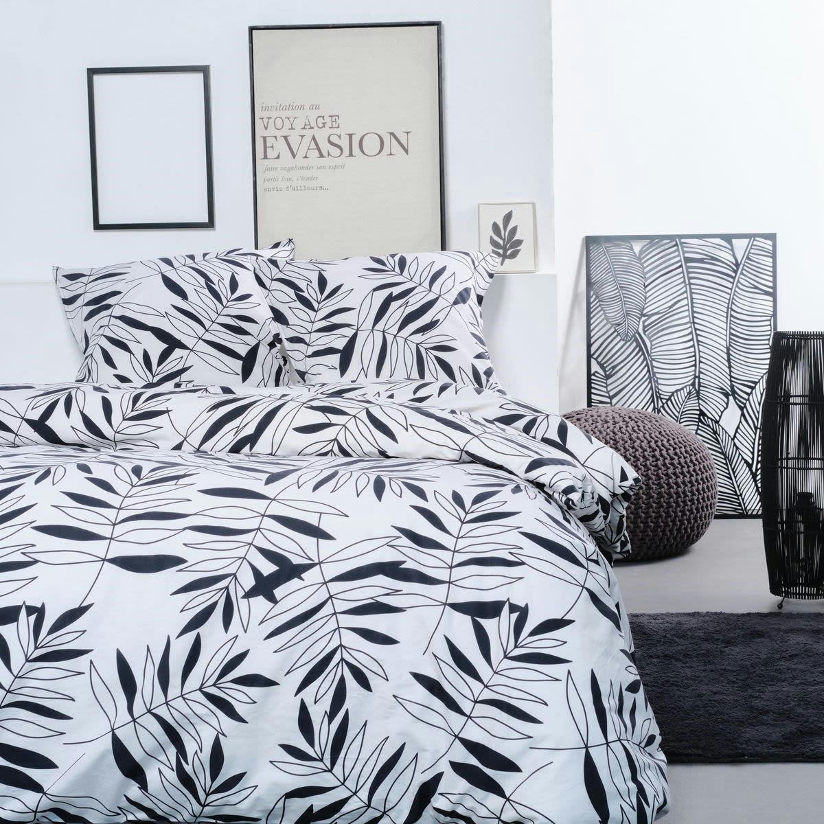 SUNSHINE AMANDINE - Parure de lit imprimé en coton blanc 240x260