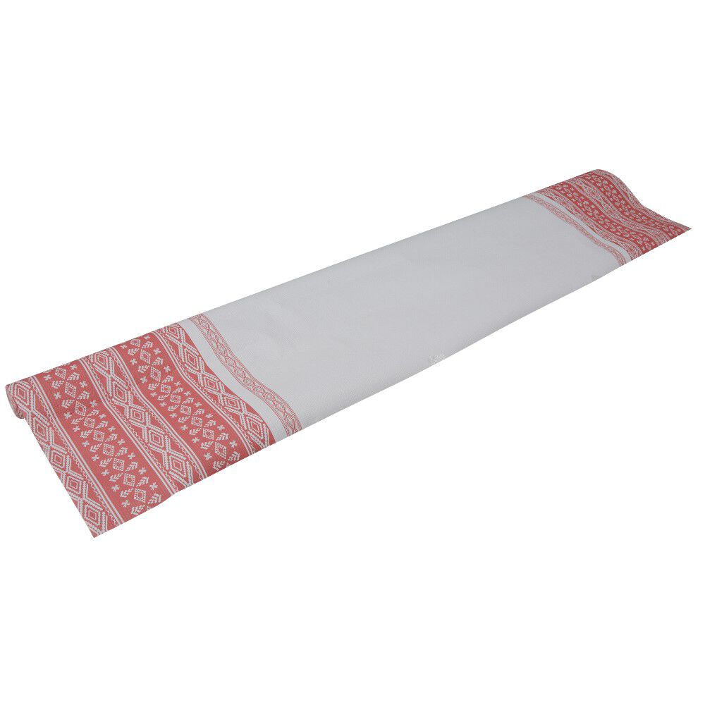 Nappe en papier gaufré motif No&euml;l blanc et rouge