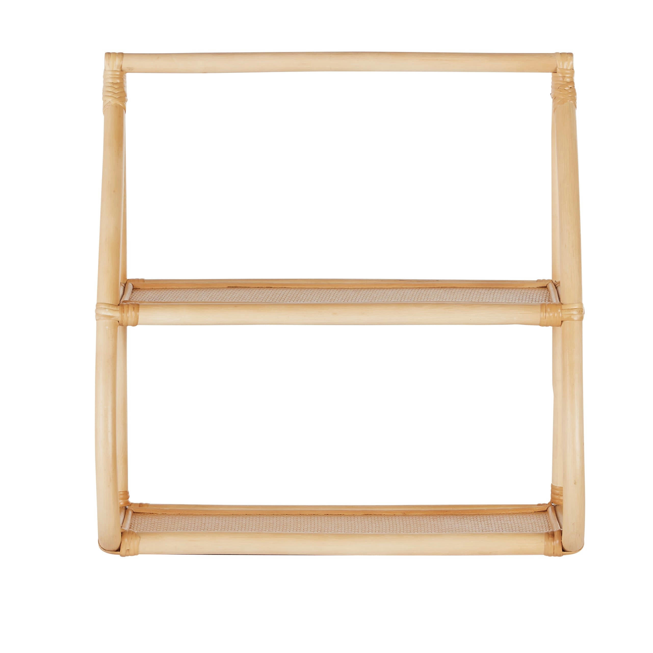 HONORINE - Etagère murale en rotin tressé et bois de peuplier