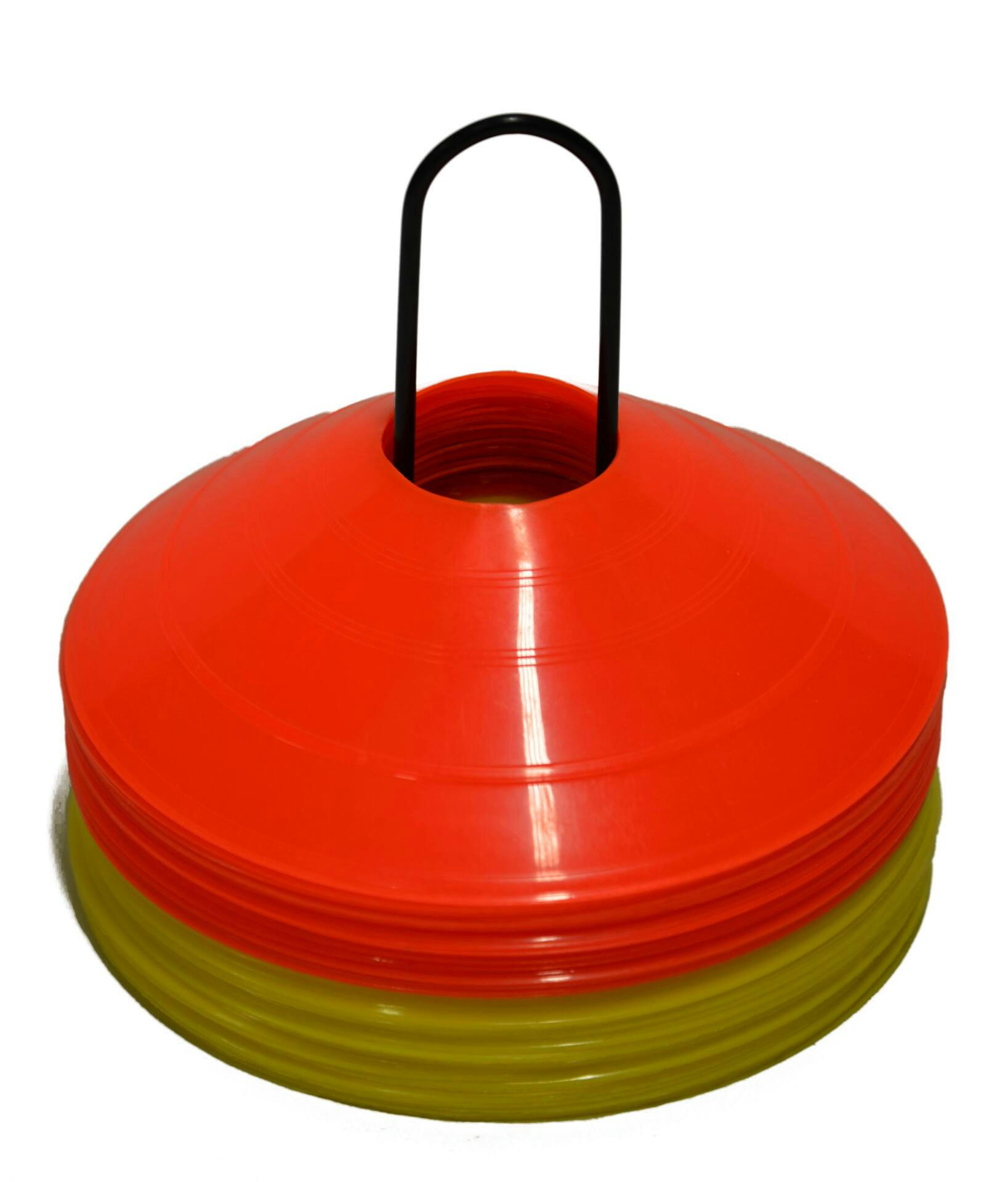 Matrix Soccer Saucers Sports Agility Training Disc Cones/Field Markers w/ Stand, 50-pk